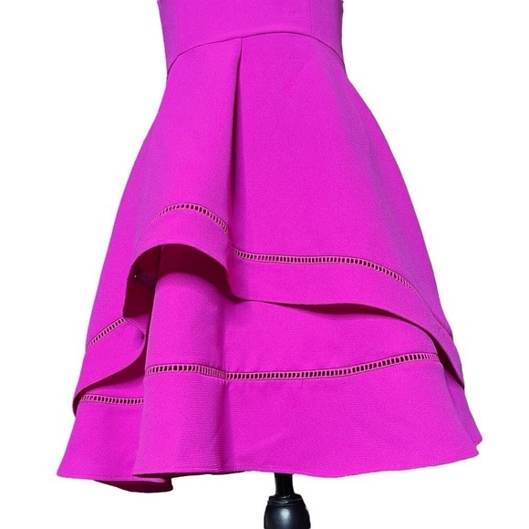 Adelyn Rae Women’s Dress Racerback Ruffle Fit & Flare Skater Small Magenta Pink - Picture 4 of 12